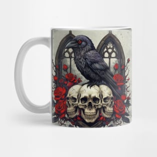 Raven's Gothic Elegy With Roses Mug